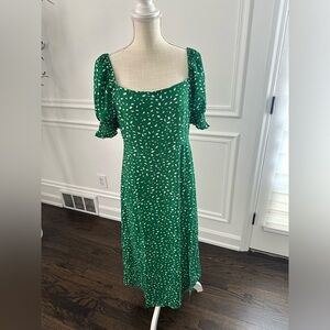 Green Square Neck Maxi Dress